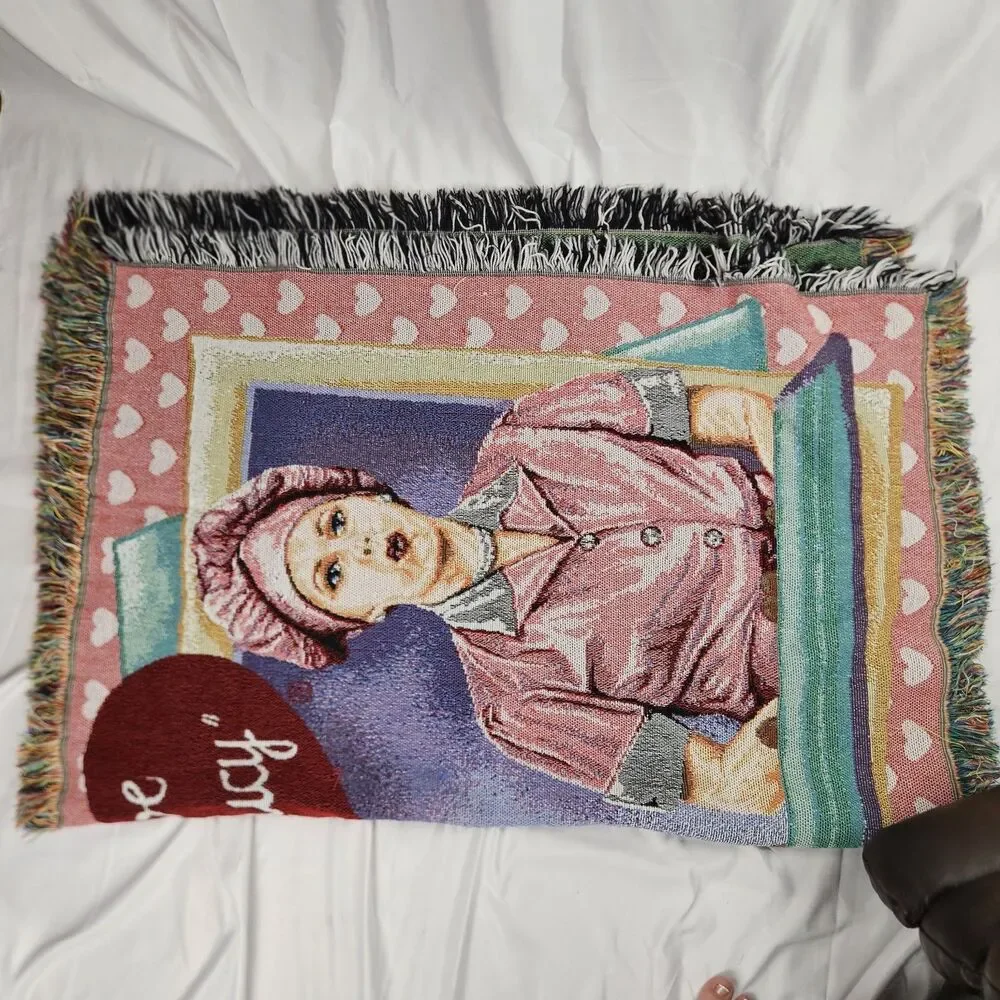 Vintage I Love Lucy Chocolate Factory Woven Throw Blanket USA The Northwest